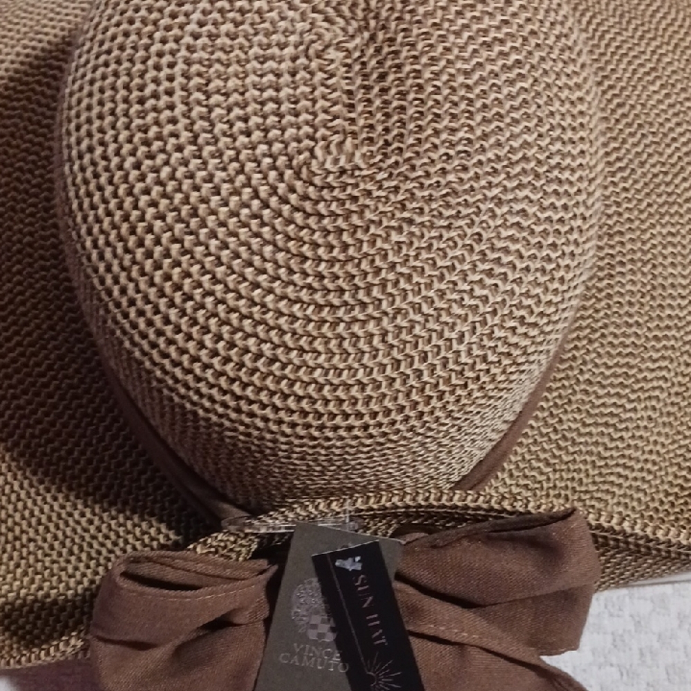 Gorgeous! Vince Camuto ⚜️ Wide Brim Sun Hat - Tan Brown - Picture 6 of 12